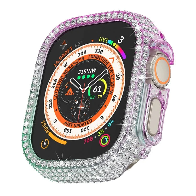 For Apple Watch Ultra / Ultra 2 49mm Watch Case Rhinestone Decor Hard PC Protective Frame