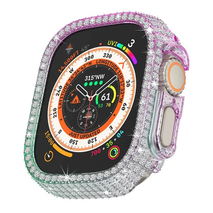 For Apple Watch Ultra / Ultra 2 49mm Watch Case Rhinestone Decor Hard PC Protective Frame