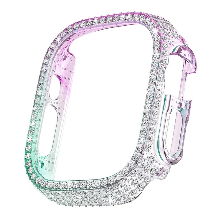 For Apple Watch Ultra / Ultra 2 49mm Watch Case Rhinestone Decor Hard PC Protective Frame