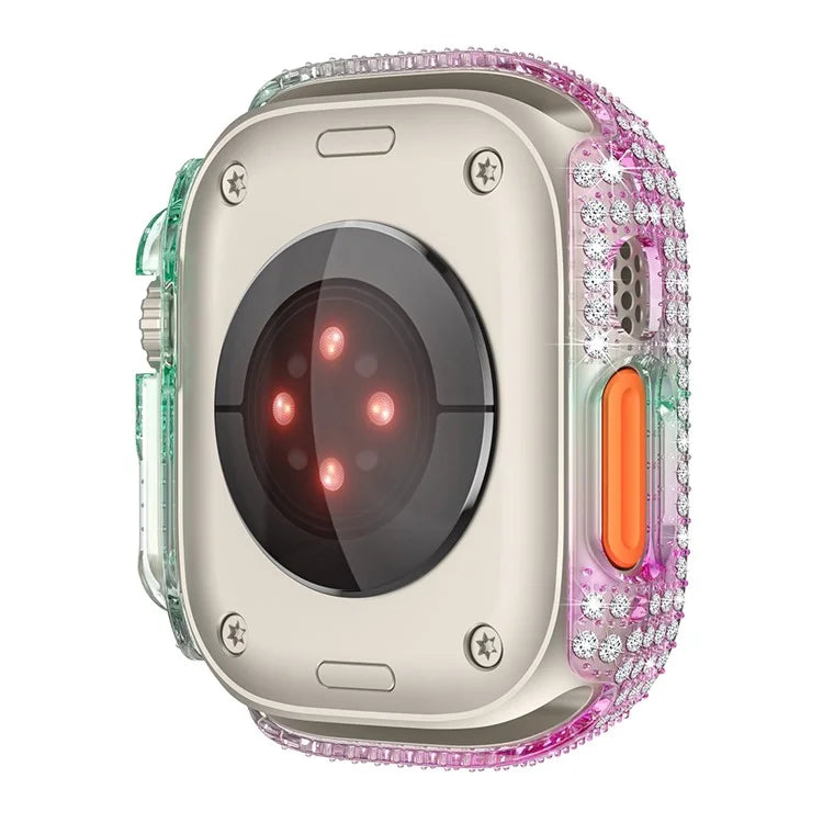For Apple Watch Ultra / Ultra 2 49mm Watch Case Rhinestone Decor Hard PC Protective Frame