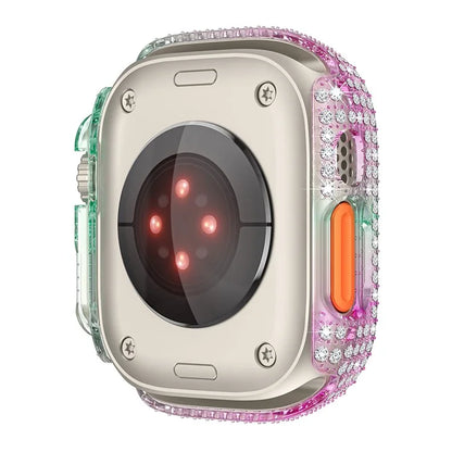 For Apple Watch Ultra / Ultra 2 49mm Watch Case Rhinestone Decor Hard PC Protective Frame