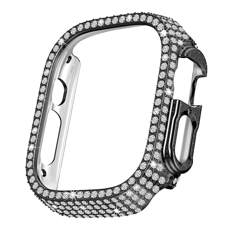 For Apple Watch Ultra/Ultra 2 49mm Watch Case Rhinestone Decor Hard PC Protective Frame