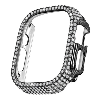 For Apple Watch Ultra/Ultra 2 49mm Watch Case Rhinestone Decor Hard PC Protective Frame