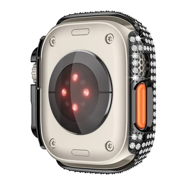 For Apple Watch Ultra/Ultra 2 49mm Watch Case Rhinestone Decor Hard PC Protective Frame