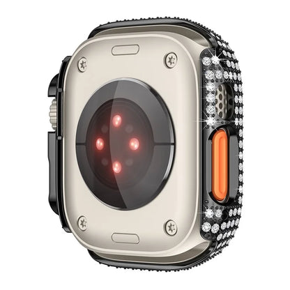 For Apple Watch Ultra/Ultra 2 49mm Watch Case Rhinestone Decor Hard PC Protective Frame