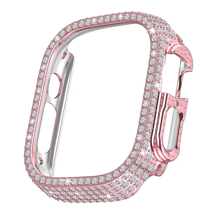 For Apple Watch Ultra/Ultra 2 49mm Watch Case Rhinestone Decor Hard PC Protective Frame