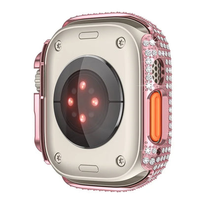 For Apple Watch Ultra/Ultra 2 49mm Watch Case Rhinestone Decor Hard PC Protective Frame
