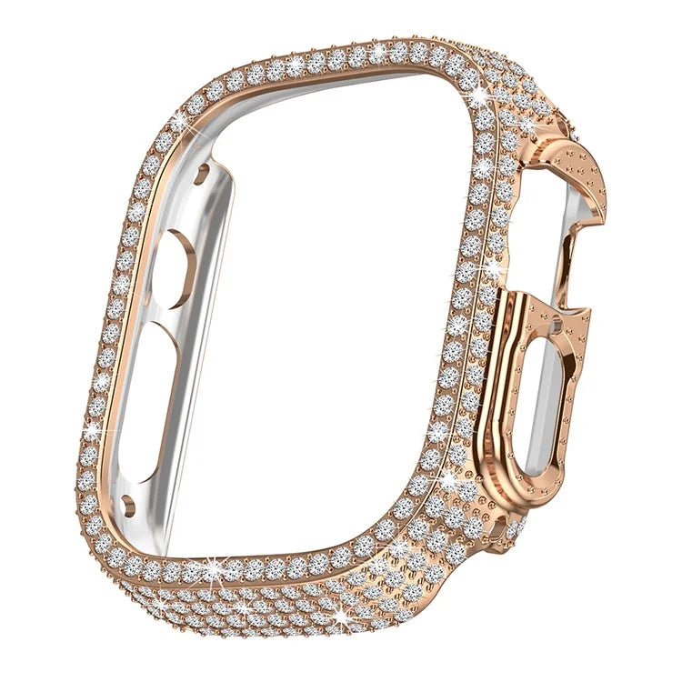 For Apple Watch Ultra/Ultra 2 49mm Watch Case Rhinestone Decor Hard PC Protective Frame