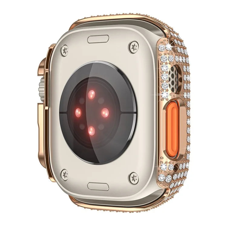 For Apple Watch Ultra/Ultra 2 49mm Watch Case Rhinestone Decor Hard PC Protective Frame