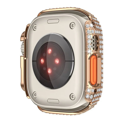 For Apple Watch Ultra/Ultra 2 49mm Watch Case Rhinestone Decor Hard PC Protective Frame