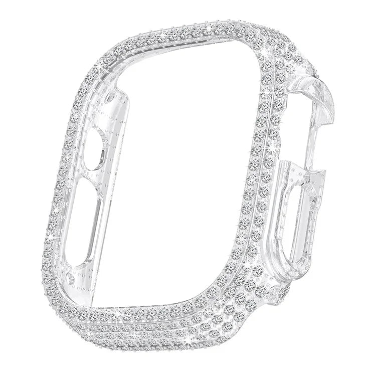 For Apple Watch Ultra/Ultra 2 49mm Watch Case Rhinestone Decor Hard PC Protective Frame