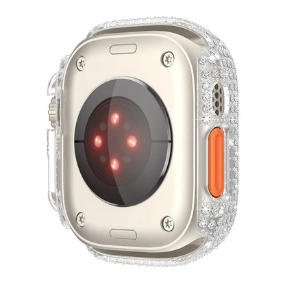 For Apple Watch Ultra/Ultra 2 49mm Watch Case Rhinestone Decor Hard PC Protective Frame