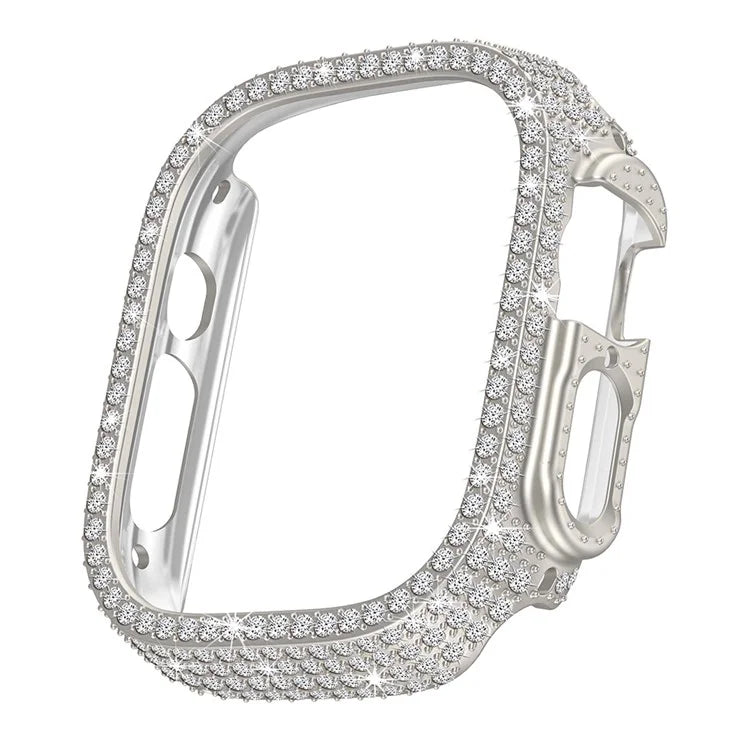 For Apple Watch Ultra/Ultra 2 49mm Watch Case Rhinestone Decor Hard PC Protective Frame