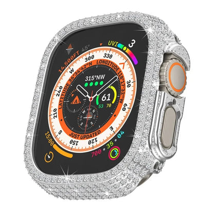 For Apple Watch Ultra/Ultra 2 49mm Watch Case Rhinestone Decor Hard PC Protective Frame