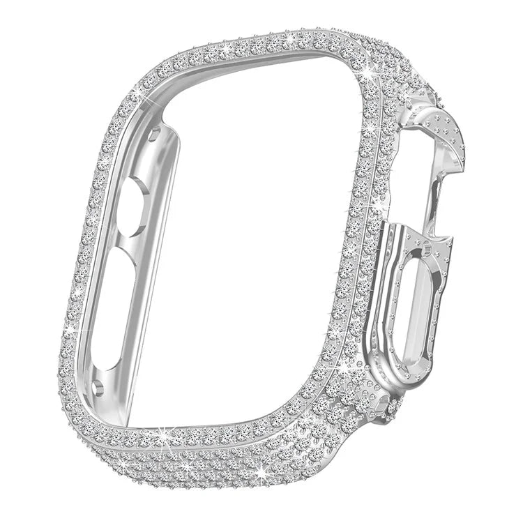 For Apple Watch Ultra/Ultra 2 49mm Watch Case Rhinestone Decor Hard PC Protective Frame