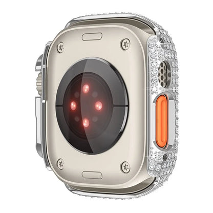 For Apple Watch Ultra/Ultra 2 49mm Watch Case Rhinestone Decor Hard PC Protective Frame