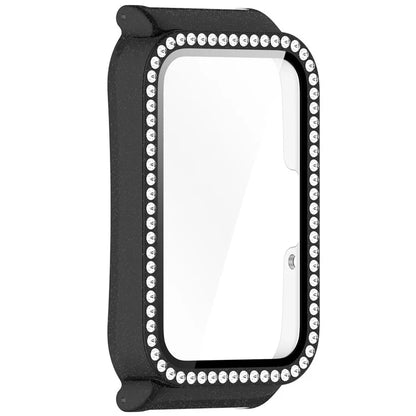 Watch Case for Samsung Galaxy Fit3 Rhinestone Decor PC Cover with Tempered Glass Screen Film