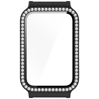 Watch Case for Samsung Galaxy Fit3 Rhinestone Decor PC Cover with Tempered Glass Screen Film