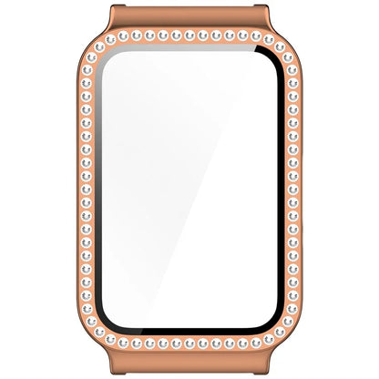 Watch Case for Samsung Galaxy Fit3 Rhinestone Decor PC Cover with Tempered Glass Screen Film