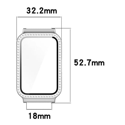 Watch Case for Samsung Galaxy Fit3 Rhinestone Decor PC Cover with Tempered Glass Screen Film