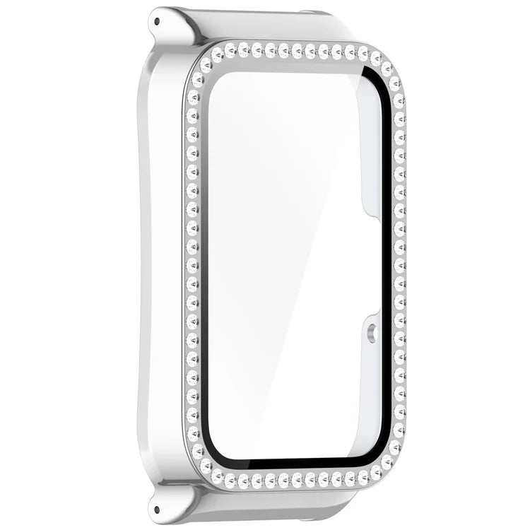 Watch Case for Samsung Galaxy Fit3 Rhinestone Decor PC Cover with Tempered Glass Screen Film