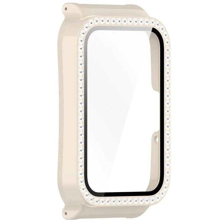 Watch Case for Samsung Galaxy Fit3 Rhinestone Decor PC Cover with Tempered Glass Screen Film