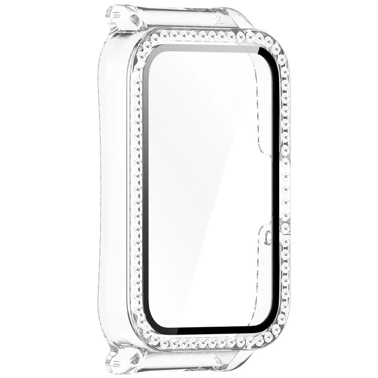 Watch Case for Samsung Galaxy Fit3 Rhinestone Decor PC Cover with Tempered Glass Screen Film