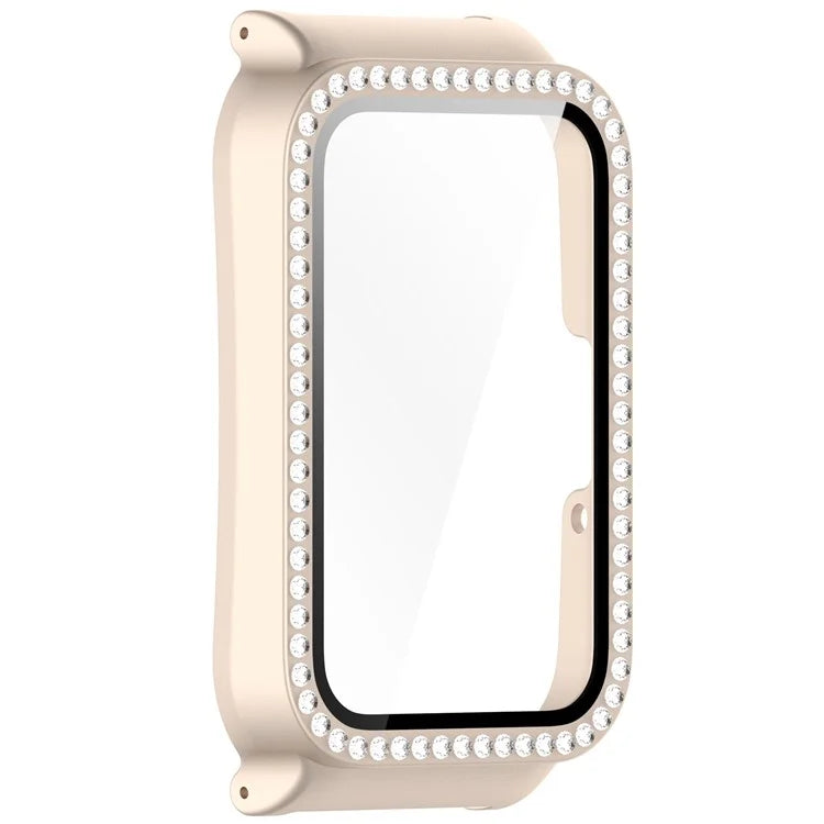Watch Case for Samsung Galaxy Fit3 Rhinestone Decor PC Cover with Tempered Glass Screen Film