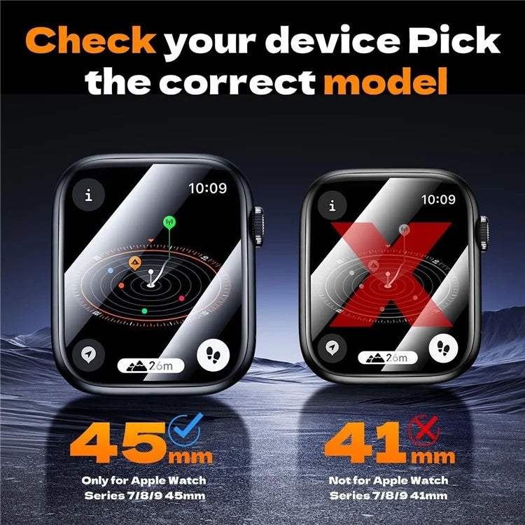2Pcs Watch Screen Protector For Apple Watch Series 9 / Series 8 / Series 7 45mm Watch PMMA Composite Film with Auxiliary Tool
