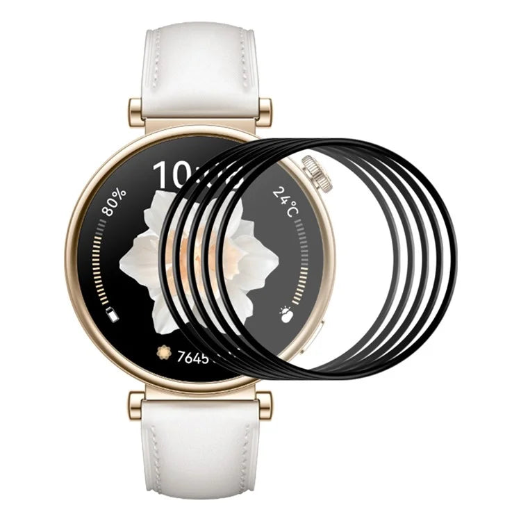 ENKAY HAT PRINCE 5Pcs For Huawei Watch GT 4 41mm HD Clear PMMA Film 3D Curved Soft PC Edge Screen Protector
