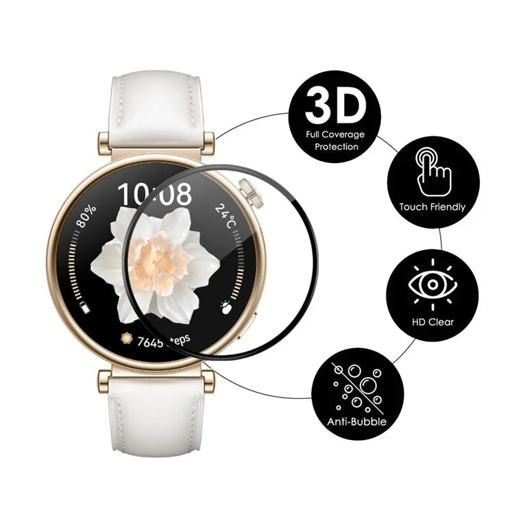 ENKAY HAT PRINCE 5Pcs For Huawei Watch GT 4 41mm HD Clear PMMA Film 3D Curved Soft PC Edge Screen Protector