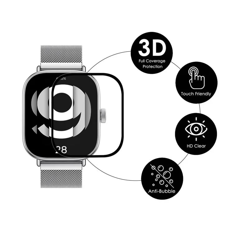 ENKAY HAT PRINCE 2Pcs For Xiaomi Redmi Watch 4 Flexible HD PMMA Screen Protector 3D Curved PC Edge Watch Film