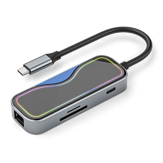 2308 7-in-1 Docking Station Type-C to USB3.0x3 + TF / SD + Type-C + Gigabit Network USB Hub Adapter