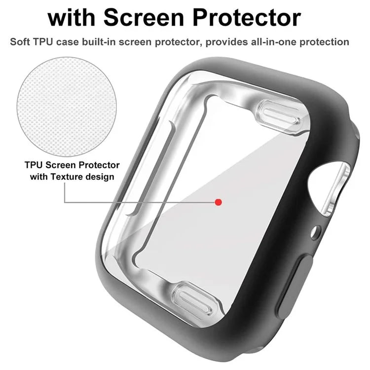 For Apple Watch SE (2022) / SE / 6 / 5 / 4 44mm Soft TPU Case Electroplating Watch Case Cover with Screen Protector