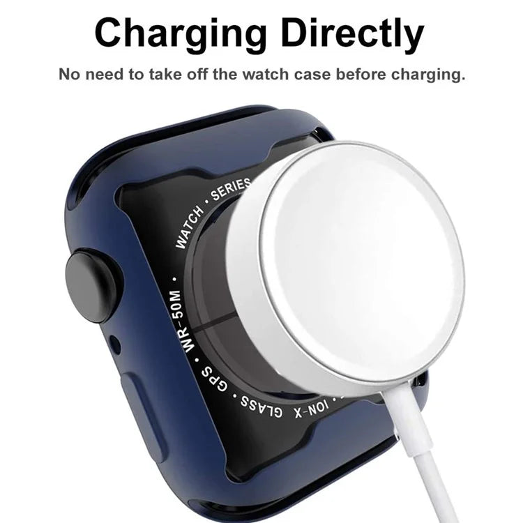 For Apple Watch SE (2022) / SE / 6 / 5 / 4 44mm Soft TPU Case Electroplating Watch Case Cover with Screen Protector