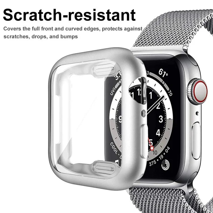 For Apple Watch SE (2022) / SE / 6 / 5 / 4 44mm Soft TPU Case Electroplating Watch Case Cover with Screen Protector