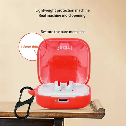 For Xiaomi Redmi Buds 6 Active Silicone Cover Bluetooth Earphone Sleeve with Anti-Lost Buckle