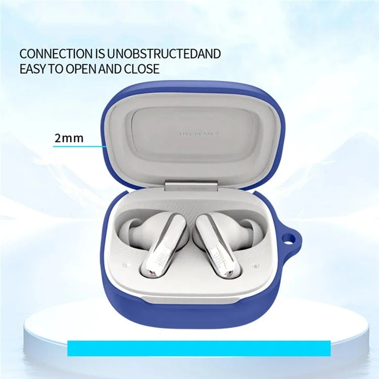For JBL Live Beam 3 Silicone Cover Bluetooth Earphone Protective Sleeve with Anti-Lost Buckle
