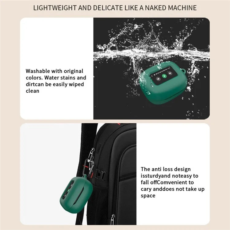 For JBL Live Beam 3 Silicone Cover Bluetooth Earphone Protective Sleeve with Anti-Lost Buckle