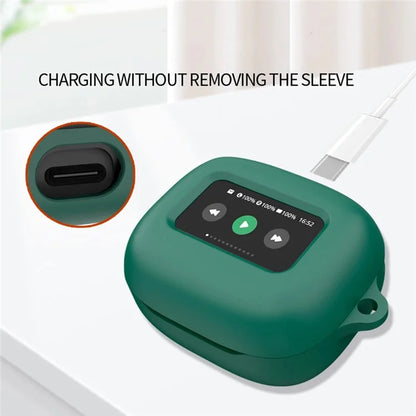 For JBL Live Beam 3 Silicone Cover Bluetooth Earphone Protective Sleeve with Anti-Lost Buckle