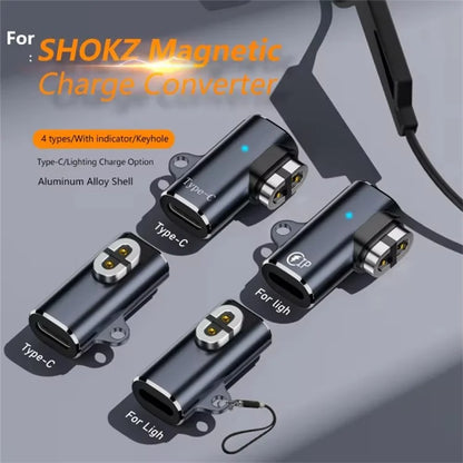 Magnetic Type-C Female Adapter Charge for Shokz Bone Conduction Earphone (Middle Elbow Design)