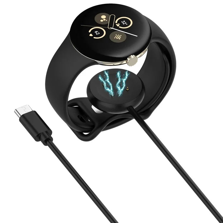 For Fitbit Ace LTE / Google Pixel Watch 3 / Pixel Watch 2 Type-C Cable Charging Dock Magnetic Watch Charger