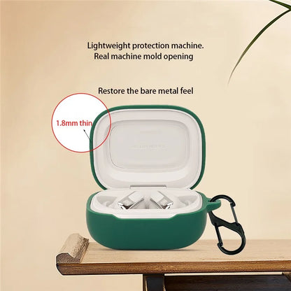 For JBL Live Beam 3 Silicone Case Bluetooth Earphone Protective Cover with Hanging Buckle