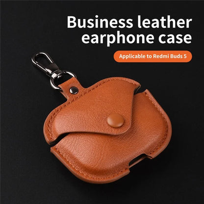 For Xiaomi Redmi Buds 5 Earphone Case PU Leather+PC Bluetooth Earbud Protective Cover