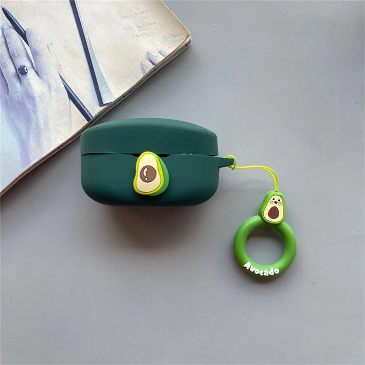 For Beats Solo Buds Wireless Bluetooth Earbuds Cartoon Fruit Silicone Case with Loop Strap