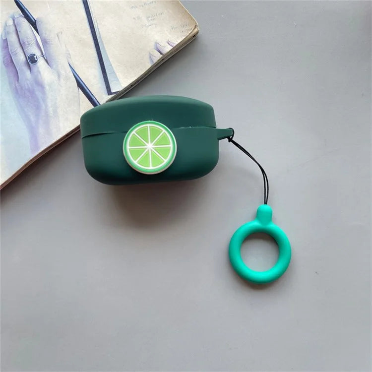 For Beats Solo Buds Wireless Bluetooth Earbuds Cartoon Fruit Silicone Case with Loop Strap