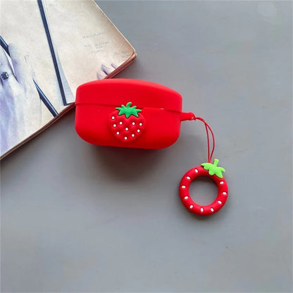 For Beats Solo Buds Wireless Bluetooth Earbuds Cartoon Fruit Silicone Case with Loop Strap
