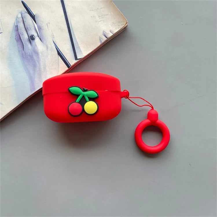 For Beats Solo Buds Wireless Bluetooth Earbuds Cartoon Fruit Silicone Case with Loop Strap