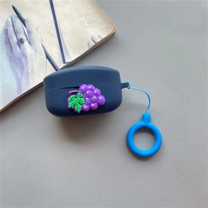 For Beats Solo Buds Wireless Bluetooth Earbuds Cartoon Fruit Silicone Case with Loop Strap