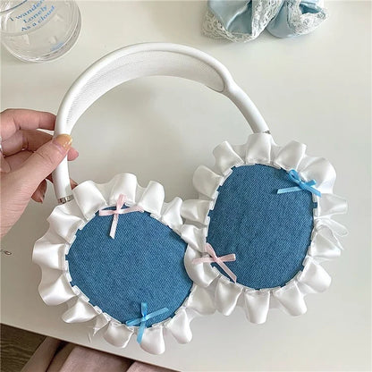 1Pair For AirPods Max Protective Case Fabric+TPU Headset Sleeve Bowknot Design